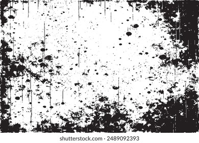 Monochrome Distressed Grungy Background with Dark Spots and Scratches Black and White Texture