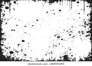 Monochrome Distressed Grungy Background with Dark Spots and Scratches Black and White Texture