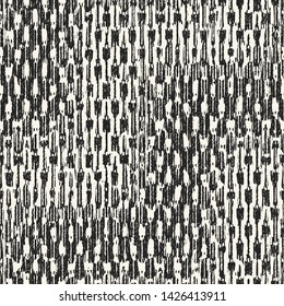Monochrome Distressed Ikat Zigzag Textured Background. Seamless Pattern.