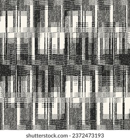 Monochrome Distressed Knit Textured Broken Geometric Pattern