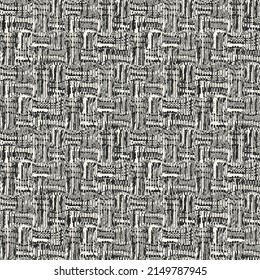 Monochrome Distressed Knit Textured Checked Pattern