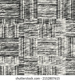Monochrome Distressed Knit Textured Checked Pattern