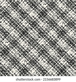 Monochrome Distressed Knit Textured Checked Pattern