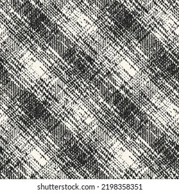 Monochrome Distressed Knit Textured Checked Pattern