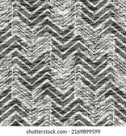 Monochrome Distressed Knit Textured Chevron Pattern