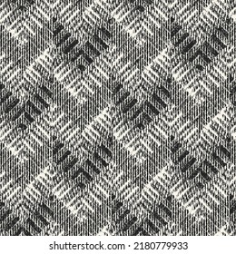 Monochrome Distressed Knit Textured Chevron Pattern