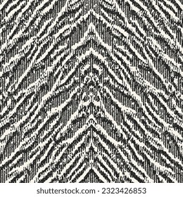 Monochrome Distressed Knit Textured Chevron Pattern