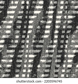 Monochrome Distressed Knit Textured Dashed and Striped Pattern