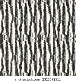 Monochrome Distressed Knit Textured Irregularly Striped Pattern