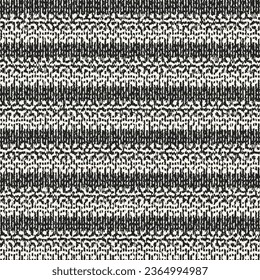 Monochrome Distressed Knit Textured Irregularly Striped Pattern