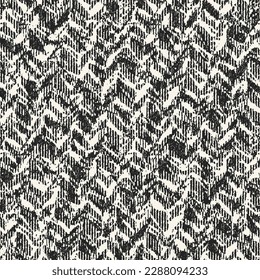 Monochrome Distressed Knit Textured Jungle Pattern