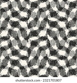 Monochrome Distressed Knit Textured Kaleidoscope Pattern