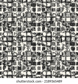 Monochrome Distressed Mesh Textured Checked Pattern