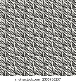 Monochrome Distressed Mesh Textured Checked Pattern