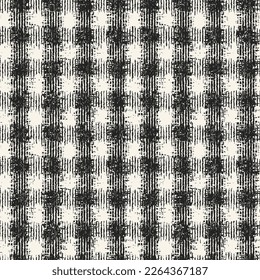 Monochrome Distressed Mesh Textured Checkered Pattern
