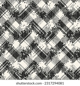 Monochrome Distressed Mesh Textured Chevron Pattern