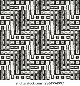 Monochrome Distressed Mesh Textured Complexity Geometric Pattern