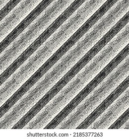 Monochrome Distressed Mesh Textured Diagonal Striped Pattern