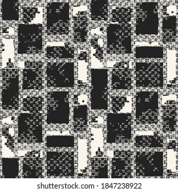 Monochrome Distressed Mesh Textured Patchwork Pattern