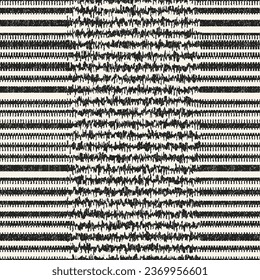 Monochrome Distressed Mesh Textured Striped Pattern