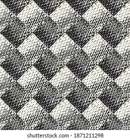 Monochrome Distressed Textured Checked Pattern