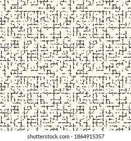 Monochrome Distressed Textured Grid Checked Pattern