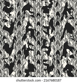Monochrome Distressed Textured Herringbone Pattern