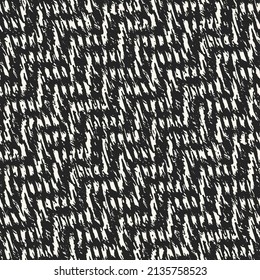 Monochrome Distressed Twill Textured Zigzag Pattern