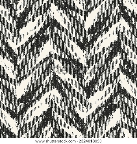 Monochrome Distressed Weave Textured Herringbone Pattern