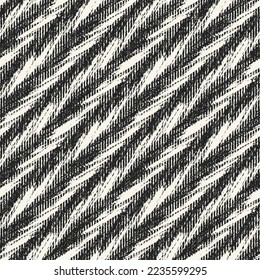 Monochrome Distressed Weave Textured Zigzag Pattern