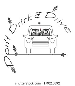 Monochrome do not drink and drive twig text isolated on white background