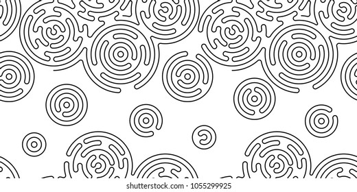 Monochrome doodle abstract seamless background with stroke line.