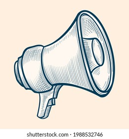  Monochrome doodle drawn megaphone advertising sign