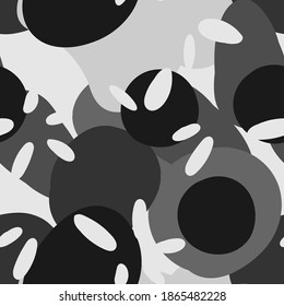 Monochrome Doodle Graphic Vector Seamless Pattern. Cartoon Paint Wallpaper. Black and White Happy Design.  Drawing Trendy Illustration.