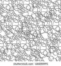 Monochrome doodle seamless of many circles. hand drawn abstract colorless blob brush seamless for your design