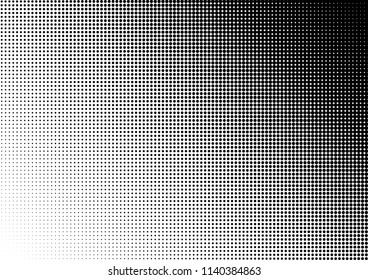 Monochrome Dots Background. Abstract Grunge Texture. Pop-art Black and White Pattern. Distressed Gradient Overlay. Vector illustration