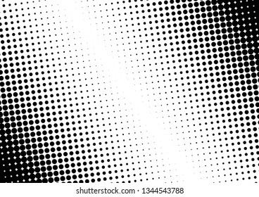 Monochrome Dots Background. Black and White Texture. Pop-art Modern Pattern. Halftone Abstract Overlay. Vector illustration