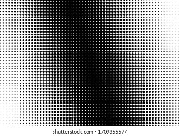 Monochrome Dots Background. Distressed Modern Pattern. Gradient Backdrop. Halftone Black and White Texture. Vector illustration