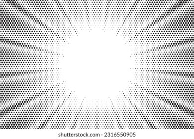Monochrome Dots Background. Fade Texture. Vintage Pop-art Backdrop. Grunge Black and White Overlay. Vector illustration