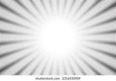 Monochrome Dots Background. Fade Texture. Vintage Pop-art Backdrop. Grunge Black and White Overlay. Vector illustration