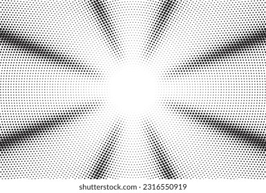 Monochrome Dots Background. Fade Texture. Vintage Pop-art Backdrop. Grunge Black and White Overlay. Vector illustration