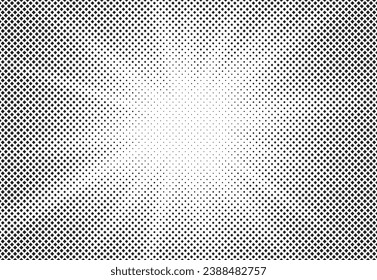 Monochrome Dots Background. Fade Texture. Vintage Pop-art Backdrop. Grunge Black and White Overlay. Vector illustration 