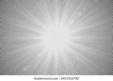 Monochrome Dots Background. Fade Texture. Vintage Pop-art Backdrop. Grunge Black and White Overlay. Vector illustration