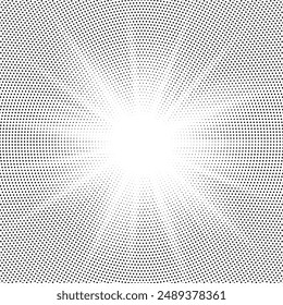 Monochrome Dots Background. Fade Texture. Vintage Pop-art Backdrop. Grunge Black and White Overlay. Vector illustration