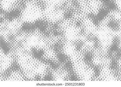 Monochrome Dots Background. Fade Texture. Vintage Pop-art Backdrop. Grunge Black and White Overlay. Vector illustration