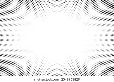 Monochrome Dots Background. Fade Texture. Vintage Pop-art Backdrop. Grunge Black and White Overlay. Vector illustration	