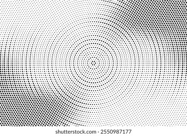 Monochrome Dots Background. Fade Texture. Vintage Pop-art Backdrop. Grunge Black and White Overlay. Vector illustration	