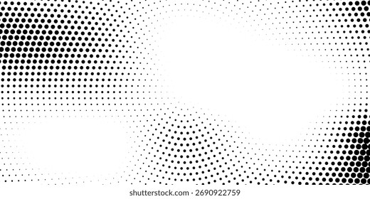 einfarbiger Punkthintergrund. Textur ausblenden. Vintage-Pop-Art-Hintergrund. Grunge Black and White Overlay. Vektor eps10