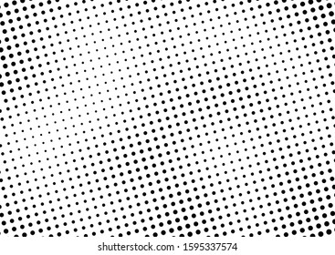 Monochrome Dots Background. Grunge Fade Pattern. Pop-art Texture. Black and White Overlay. Vector illustration