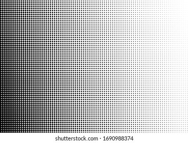 Monochrome Dots Background. Pop-art Fade Texture. Halftone Pattern. Grunge Vintage Backdrop. Vector illustration